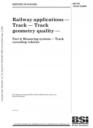 Railway applications - Track - Track geometry quality - Measuring systems - Track recording vehicles
