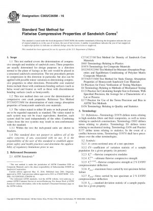 Standard Test Method for  Flatwise Compressive Properties of Sandwich Cores