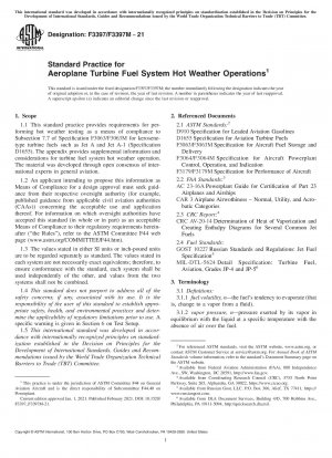 Standard Practice for Aeroplane Turbine Fuel System Hot Weather Operations