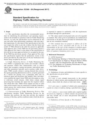 Standard Specification for Highway Traffic Monitoring Devices