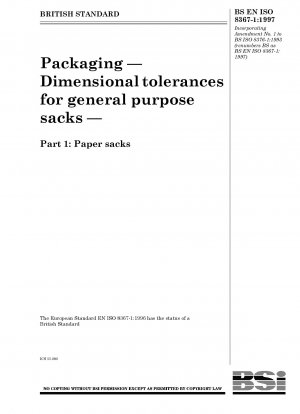 Packaging — Dimensional tolerances for general purpose sacks — Part 1 : Paper sacks