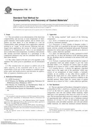 Standard Test Method for Compressibility and Recovery of Gasket Materials