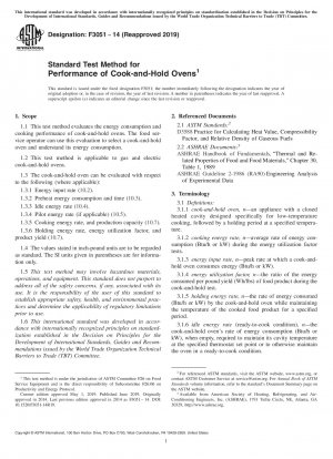 Standard Test Method for Performance of Cook-and-Hold Ovens