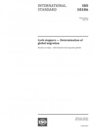 Cork stoppers - Determination of global migration
