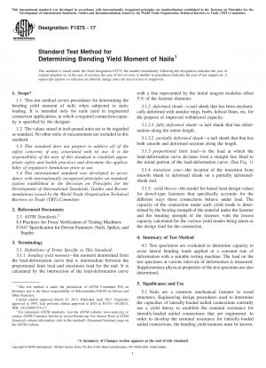 Standard Test Method for  Determining Bending Yield Moment of Nails