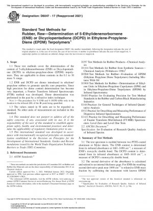 Standard Test Methods for Rubber, Raw—Determination of 5-Ethylidenenorbornene (ENB) or Dicyclopentadiene (DCPD) in Ethylene-Propylene-Diene (EPDM) Terpolymers