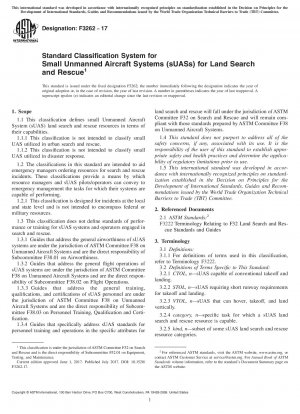 Standard Classification System for Small Unmanned Aircraft Systems (sUASs) for Land Search and Rescue
