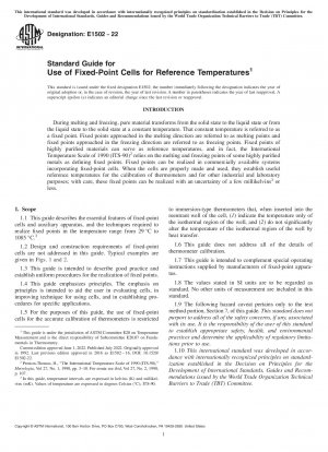 Standard Guide for Use of Fixed-Point Cells for Reference Temperatures