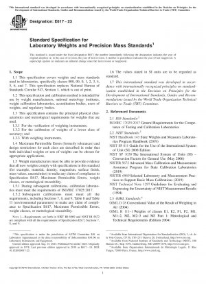 Standard Specification for Laboratory Weights and Precision Mass Standards