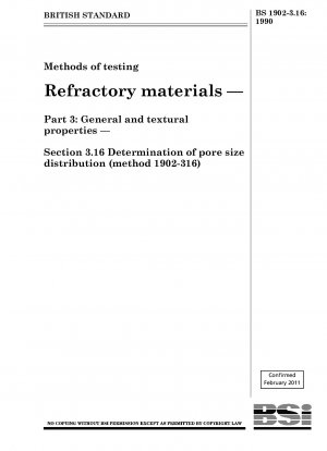 Methods of testing Refractory materials — Part 3 : General and textural properties — Section 3.16 Determination of pore size distribution (method 1902 - 316)