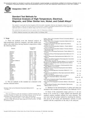 Standard Test Methods for Chemical Analysis of High-Temperature, Electrical, Magnetic, and Other Similar Iron, Nickel, and Cobalt Alloys