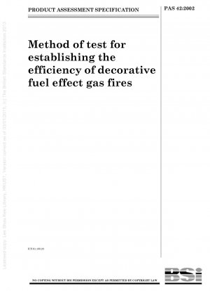 Method of test for establishing the efficiency of decorative fuel effect gas fires