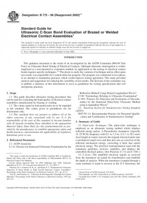 Standard Guide for Ultrasonic C-Scan Bond Evaluation of Brazed or Welded Electrical Contact Assemblies