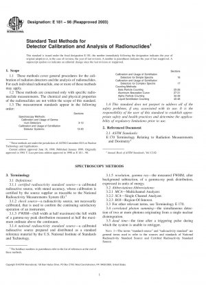 Standard Test Methods for Detector Calibration and Analysis of Radionuclides