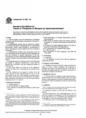 Standard Test Method for Traces of Thiophene in Benzene by Spectrophotometry 