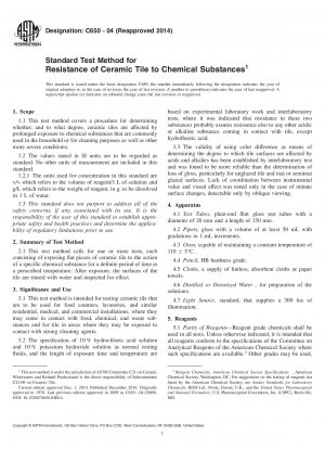 Standard Test Method for  Resistance of Ceramic Tile to Chemical Substances