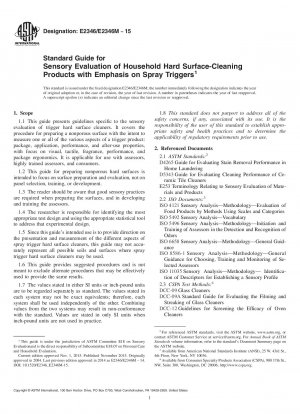 Standard Guide for  Sensory Evaluation of Household Hard Surface-Cleaning Products  with Emphasis on Spray Triggers