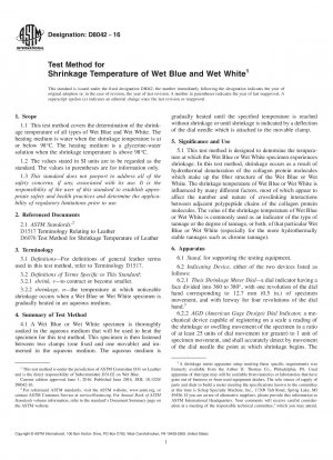 Test Method for Shrinkage Temperature of Wet Blue and Wet White