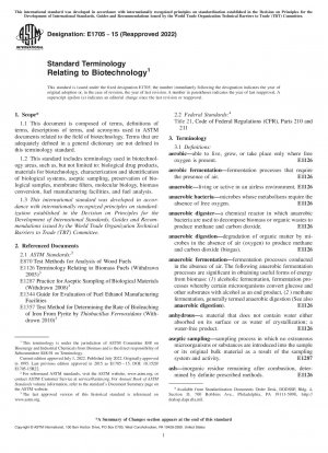Standard Terminology Relating to Biotechnology