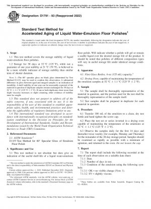 Standard Test Method for Accelerated Aging of Liquid Water-Emulsion Floor Polishes