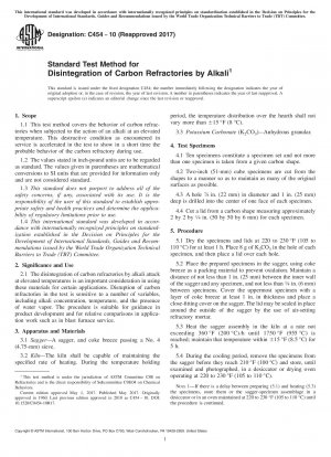 Standard Test Method for Disintegration of Carbon Refractories by Alkali