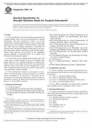 Standard Specification for Wrought Stainless Steels for Surgical Instruments
