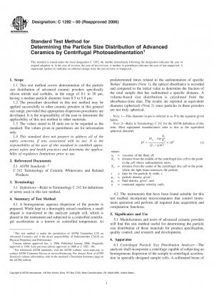 Standard Test Method for Determining the Particle Size Distribution of Advanced Ceramics by Centrifugal Photosedimentation