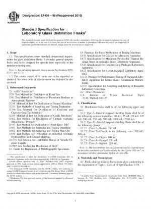Standard Specification for Laboratory Glass Distillation Flasks