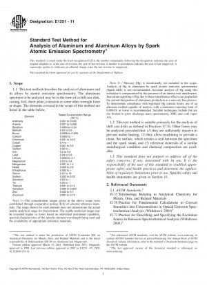 Standard Test Method for Analysis of Aluminum and Aluminum Alloys by Spark Atomic Emission Spectrometry