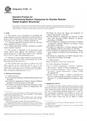 Standard Practice for  Determining Neutron Exposures for Nuclear Reactor<brk/> Vessel  Support Structures