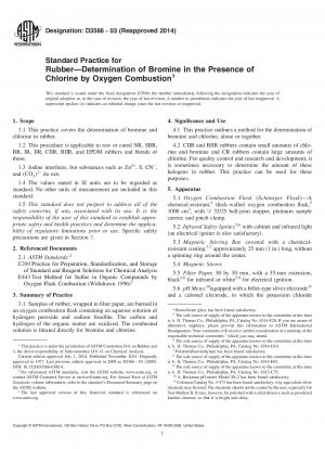 Standard Practice for  Rubber—Determination of Bromine in the Presence of Chlorine  by Oxygen Combustion