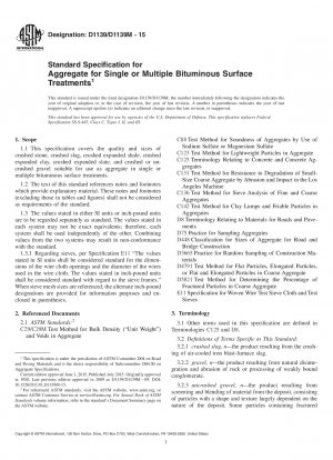 Standard Specification for Aggregate for Single or Multiple Bituminous Surface Treatments