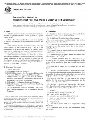 Standard Test Method for Measuring Net Heat Flux Using a Water-Cooled Calorimeter