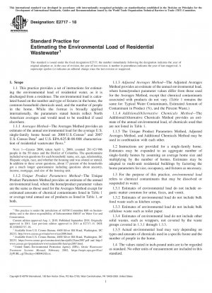 Standard Practice for Estimating the Environmental Load of Residential Wastewater