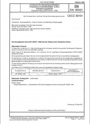 Blank detail specification - Fixed fibre optic attenuators; German version EN 180101:1995