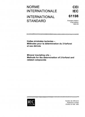 Mineral insulating oils; methods for the determination of 2-furfural and related compounds