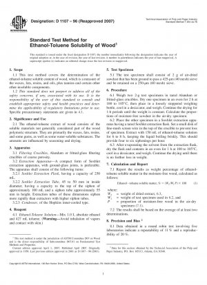 Standard Test Method for Ethanol-Toluene Solubility of Wood