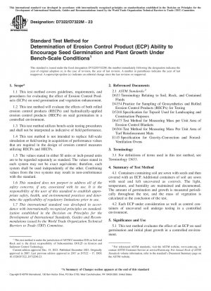 Standard Test Method for Determination of Erosion Control Product (ECP) Ability to Encourage Seed Germination and Plant Growth Under Bench-Scale Conditions