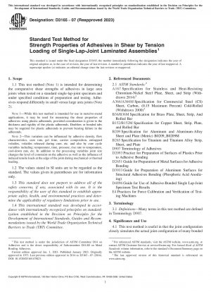 Standard Test Method for Strength Properties of Adhesives in Shear by Tension Loading of Single-Lap-Joint Laminated Assemblies