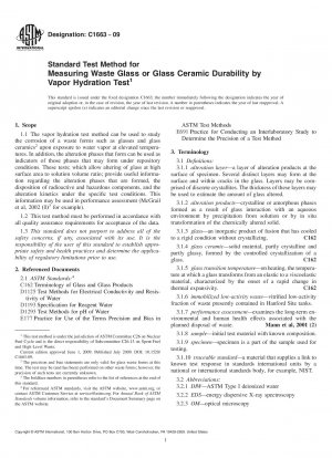 Standard Test Method for Measuring Waste Glass or Glass Ceramic Durability by Vapor Hydration Test