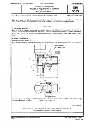 Valves for gas installations; angle pattern stop cocks with compression fitting