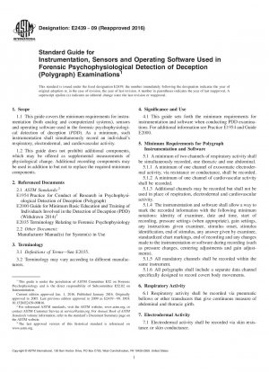 Standard Guide for Instrumentation, Sensors and Operating Software Used in Forensic Psychophysiological Detection of Deception (Polygraph) Examinations
