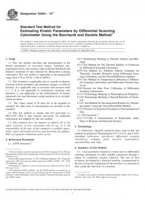 Standard Test Method for  Estimating Kinetic Parameters by Differential Scanning Calorimeter  Using the Borchardt and Daniels Method