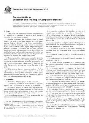 Standard Guide for  Education and Training in Computer Forensics