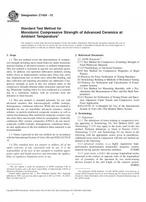 Standard Test Method for Monotonic Compressive Strength of Advanced Ceramics at Ambient   Temperature