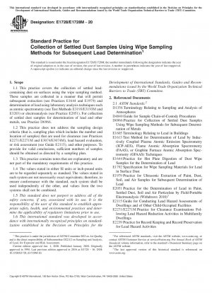Standard Practice for Collection of Settled Dust Samples Using Wipe Sampling Methods for Subsequent Lead Determination