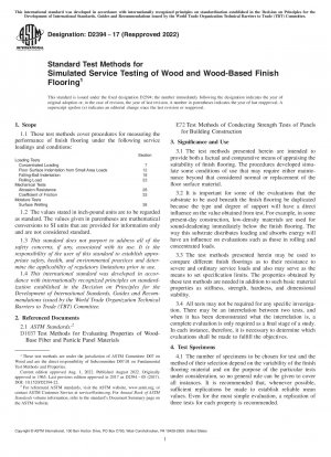 Standard Test Methods for Simulated Service Testing of Wood and Wood-Based Finish Flooring