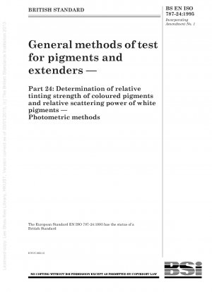 General methods of test for pigments and extenders — Part 24 : Determination of relative tinting strength of coloured pigments and relative scattering power of white pigments — Photometric methods