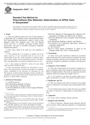 Standard Test Method for Polyurethane Raw Materials: Determination of APHA Color in Isocyanates