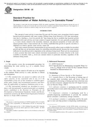Standard Practice for Determination of Water Activity (<emph type="ital">a<inf>w</inf ></emph>) in Cannabis Flower
